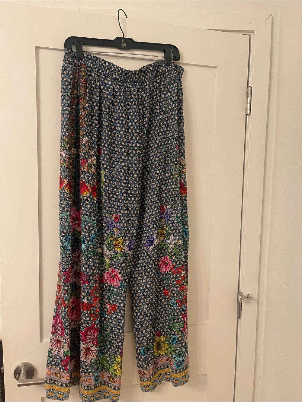 Johnny Was Navy Floral Panel Maxi Skirt XL
